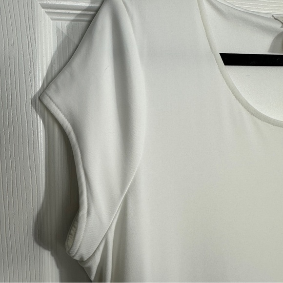 Chico's Sz. 2 (Lg) colorblock maxi dress, stretch, white/black, flowy - Picture 3 of 10